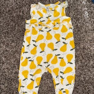 Carter's White and Yellow Fruit Print Baby Romper